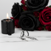 Vintage Black Diamonds Sword and Snake Hoop Earrings-Black Diamonds New York