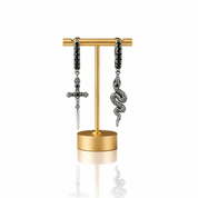 Vintage Black Diamond Options Sword and Snake Hoop Earrings-Black Diamonds New York