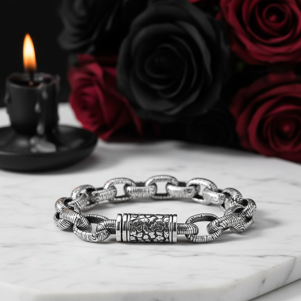 Vintage Chain Pattern Bracelet-Black Diamonds New York