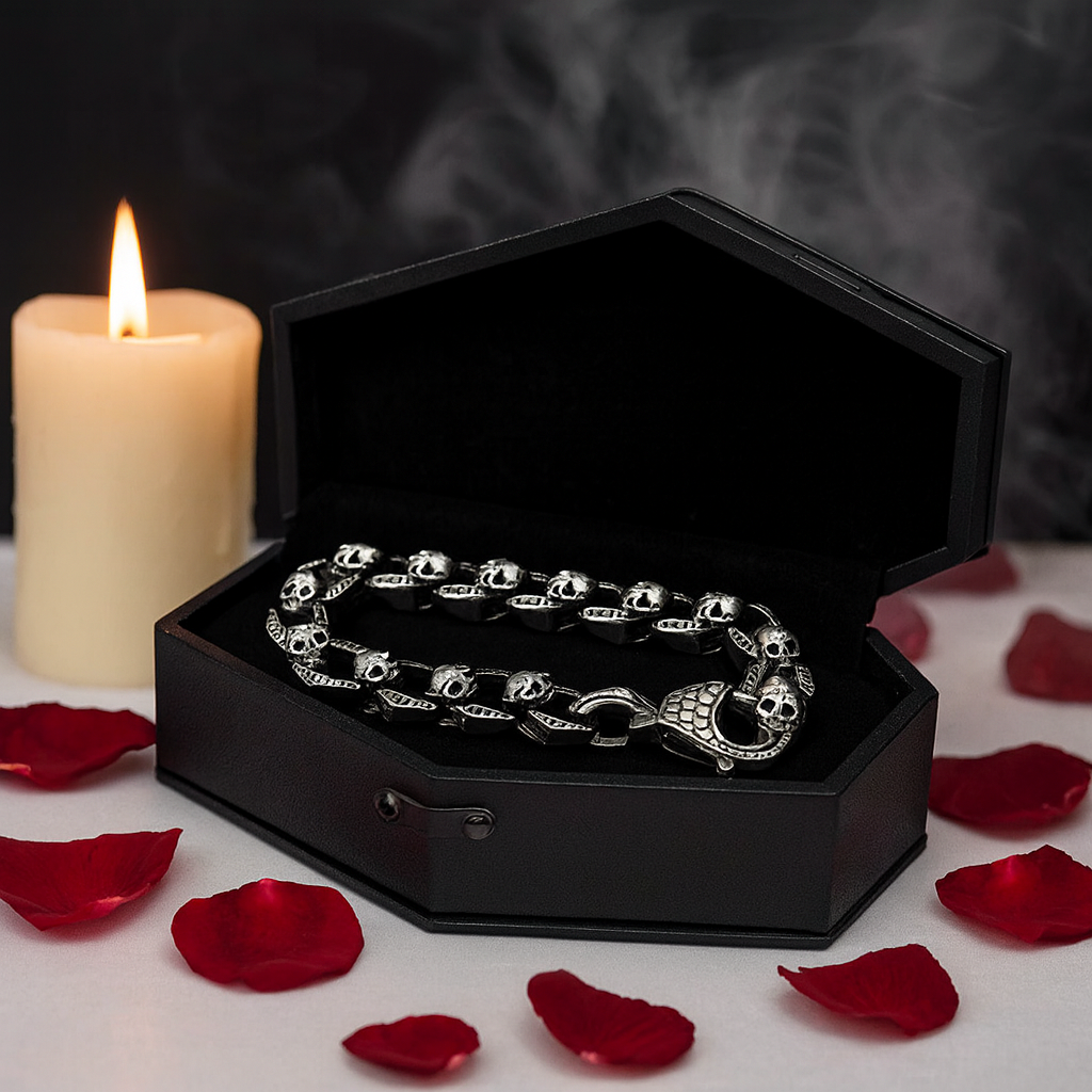 Vintage Dominant Punk Skull Bracelet-Black Diamonds New York