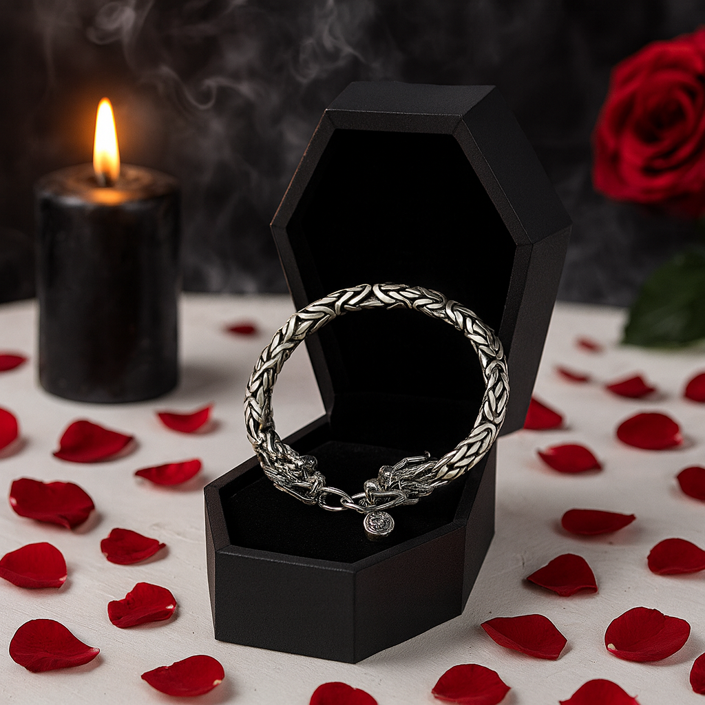 Vintage Dragon Chain Gothic Bracelet-Black Diamonds New York