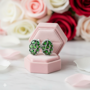 Vintage Earrings 6.86Ct Chrome Diopside Gemstone Stud Earrings-Black Diamonds New York