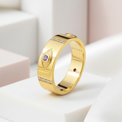 Vintage Purple Diamond Eye Talisman Band-Black Diamonds New York