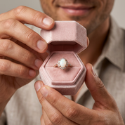 Vintage Rose Gold Oval Cut Opal Engagement Ring-Black Diamonds New York