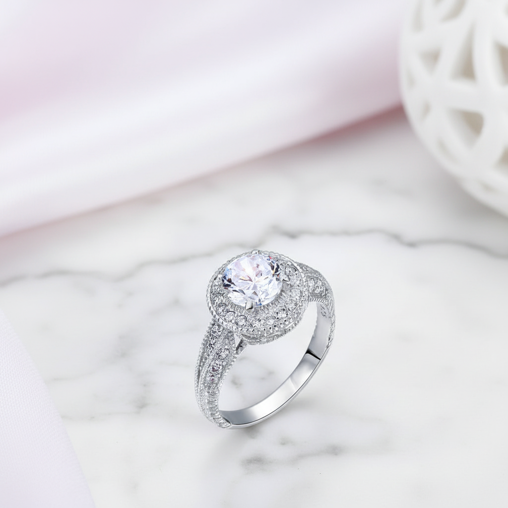 Vintage Option 2.0 Ct Diamond Option Halo Engagement Ring-Black Diamonds New York