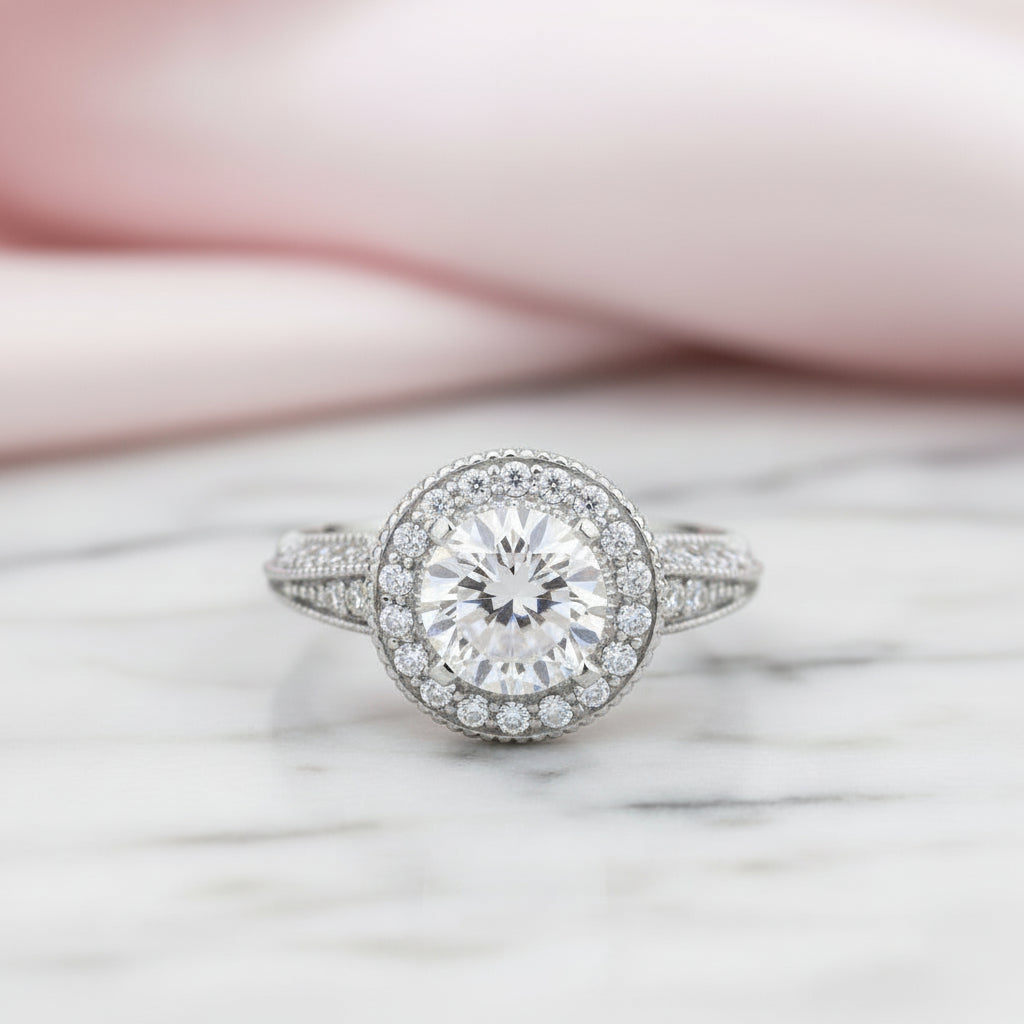 Vintage Option 2.0 Ct Diamond Option Halo Engagement Ring-Black Diamonds New York