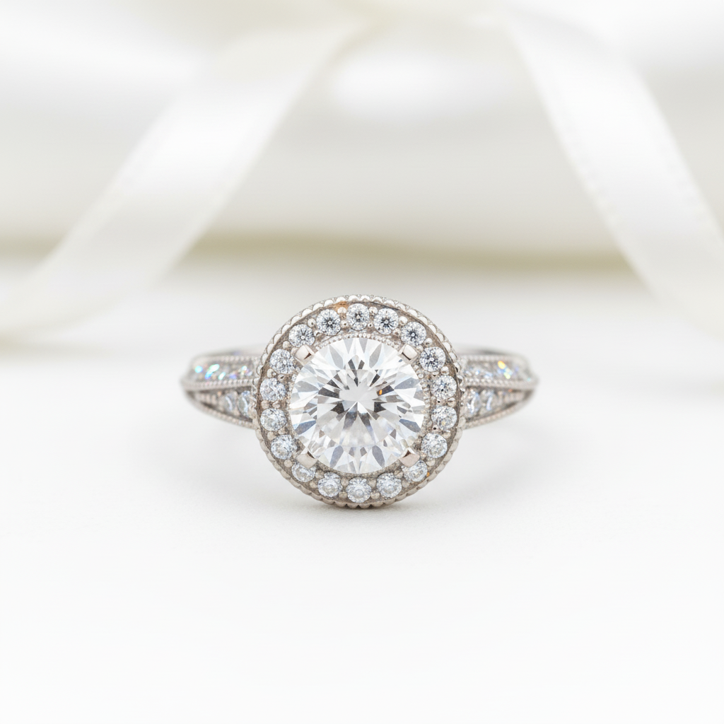 Vintage Option 2.0 Ct Diamond Option Halo Engagement Ring-Black Diamonds New York