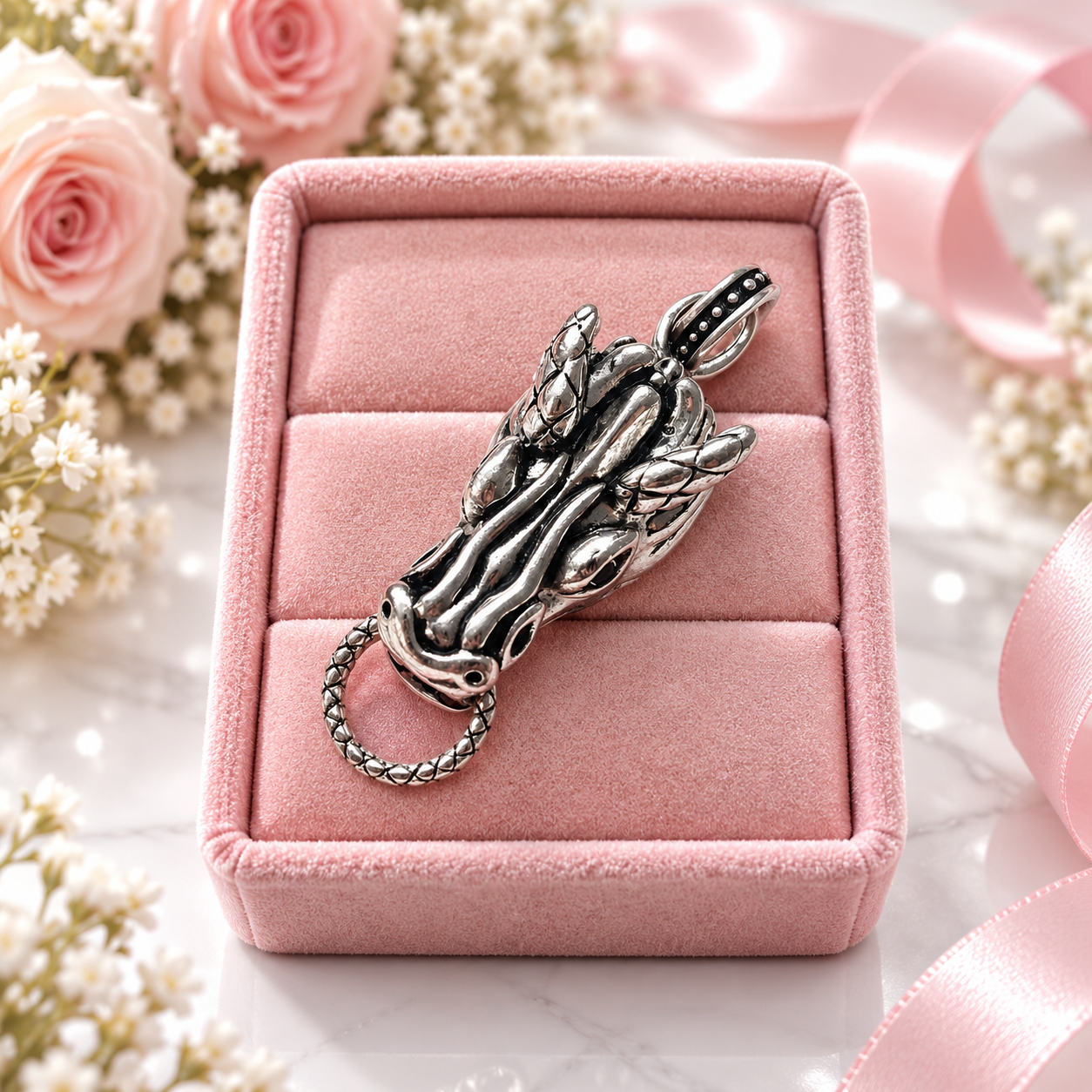 Vintage Style Carrier Dragon Pendant-Black Diamonds New York