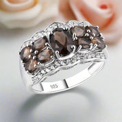 Vintage Style Oval Cut Create Citrine Gemstone Halo Ring-Black Diamonds New York