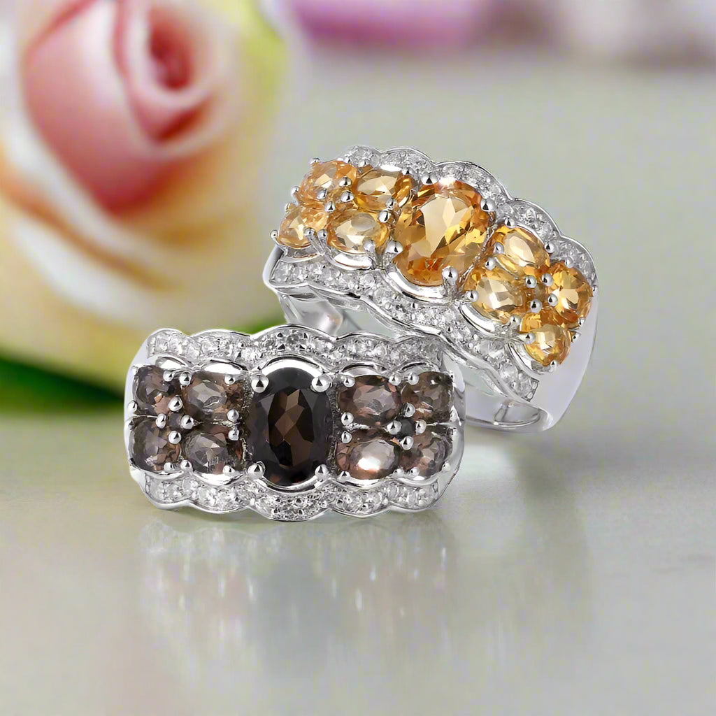 Vintage Style Oval Cut Create Citrine Gemstone Halo Ring-Black Diamonds New York