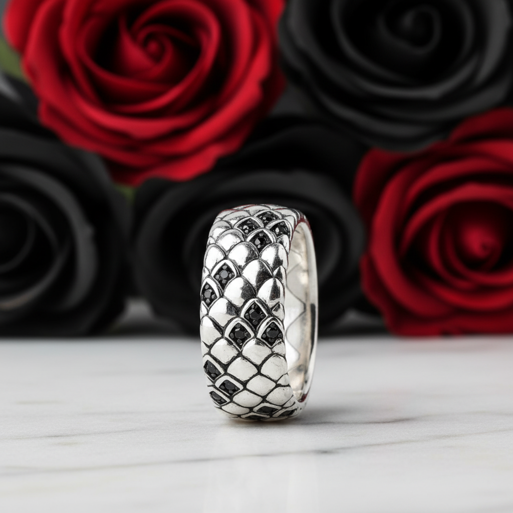 Vintage Style Snake with Diamond Band-Black Diamonds New York