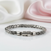 Vintage Woven Whip Chain Men's Bracelet-Black Diamonds New York