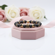 Volcanic Stone Crown Bead Bracelet-Black Diamonds New York