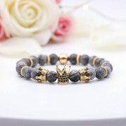 Volcanic Stone Crown Bead Bracelet-Black Diamonds New York