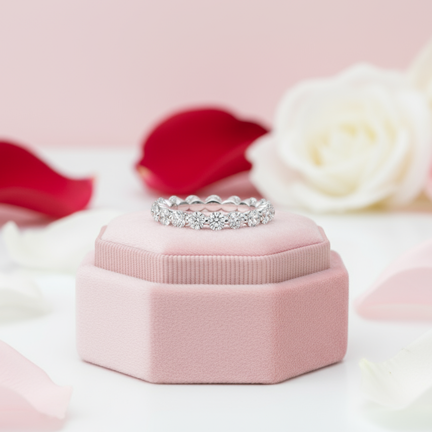 Eternity Round Cut Women's Stackable Wedding Band-Black Diamonds New York