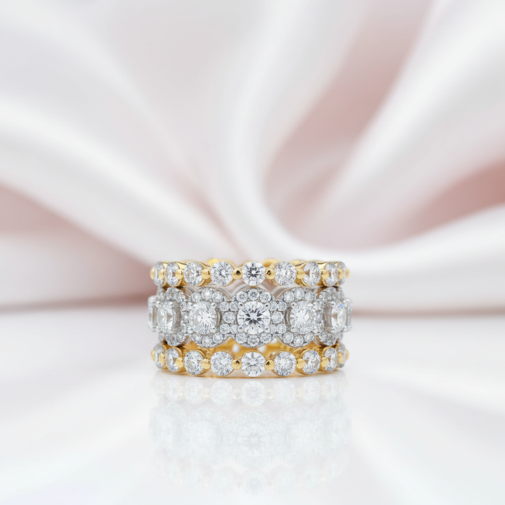 2 Tone 5.0ct Round Cut 3PC Wedding Band Set-Black Diamonds New York