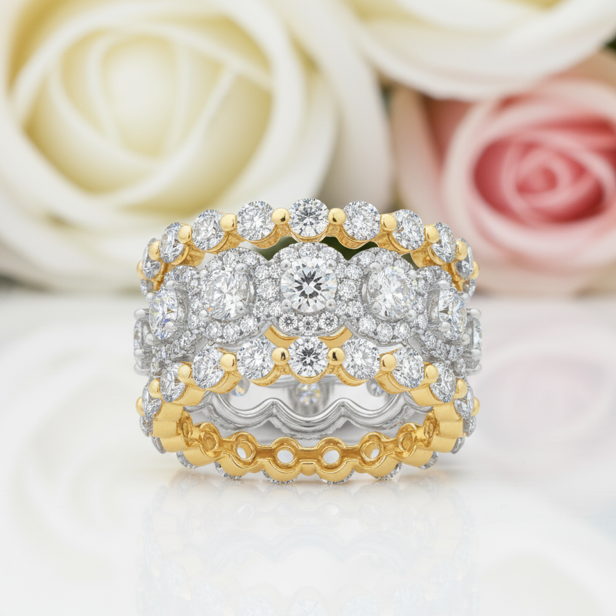 2 Tone 5.0ct Round Cut 3PC Wedding Band Set-Black Diamonds New York