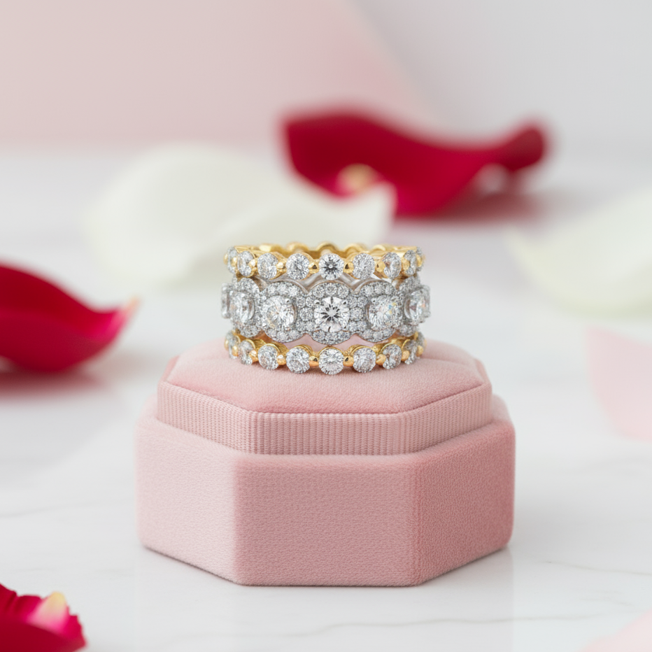 2 Tone 5.0ct Round Cut 3PC Wedding Band Set-Black Diamonds New York