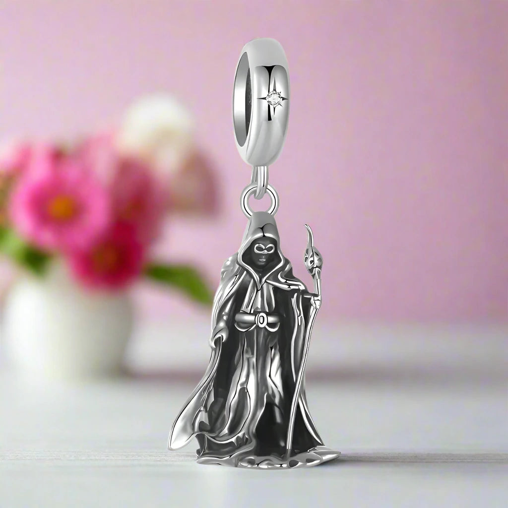 Wand-wielding Grim Reaper Charm-Black Diamonds New York