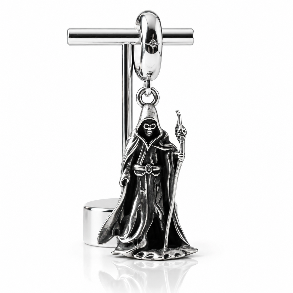 Wand-wielding Grim Reaper Charm-Black Diamonds New York