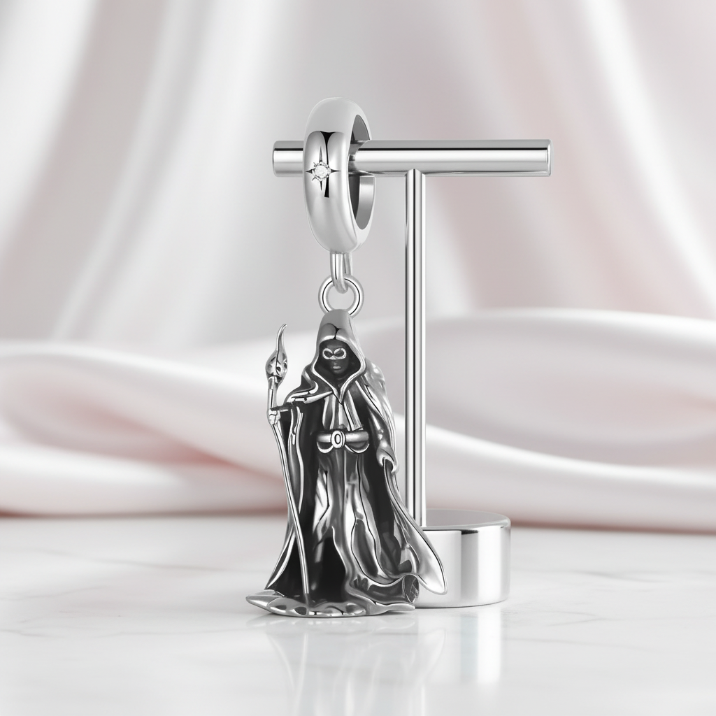 Wand-wielding Grim Reaper Charm-Black Diamonds New York