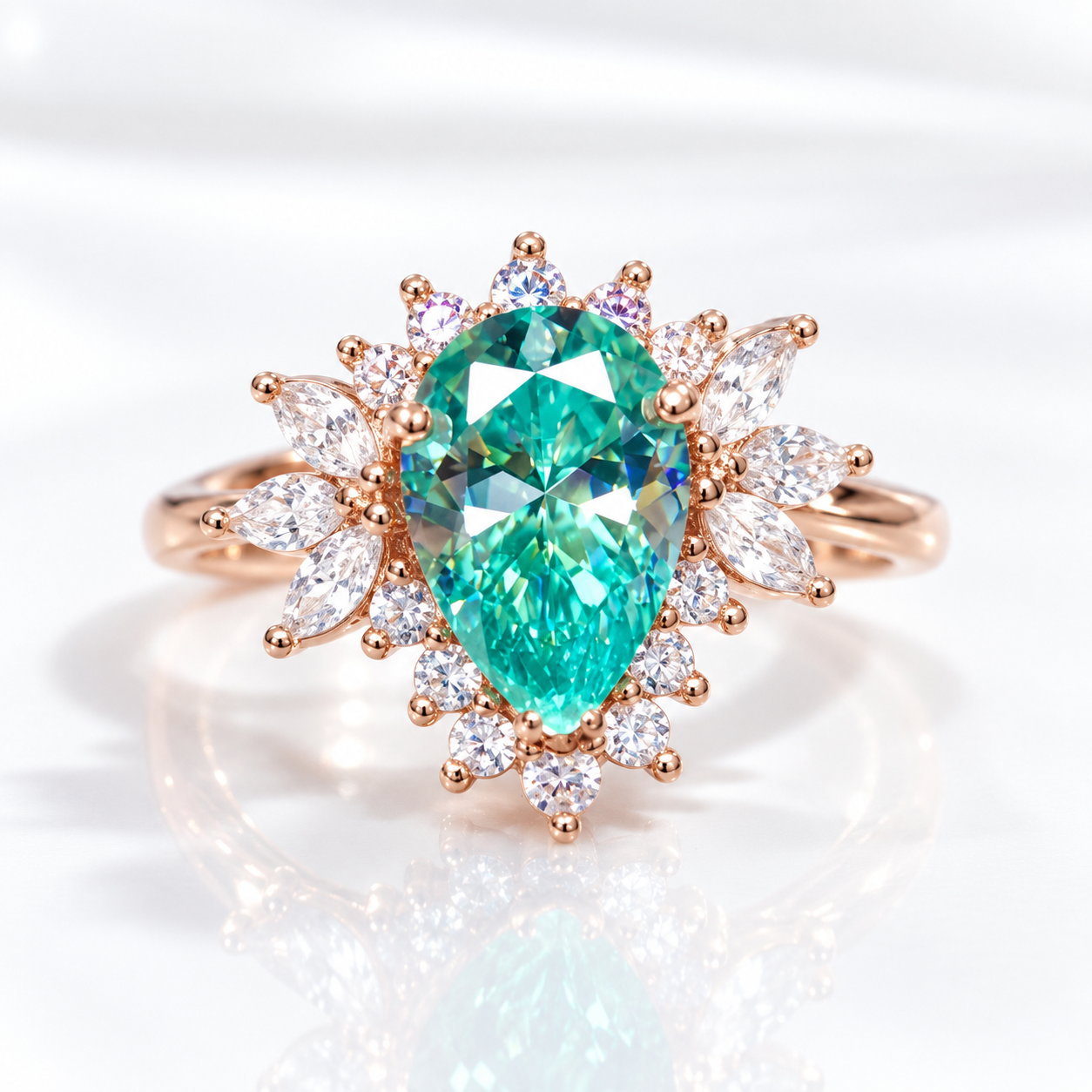 Water Drop Option 1.5ct Green Diamond Option Ring-Black Diamonds New York