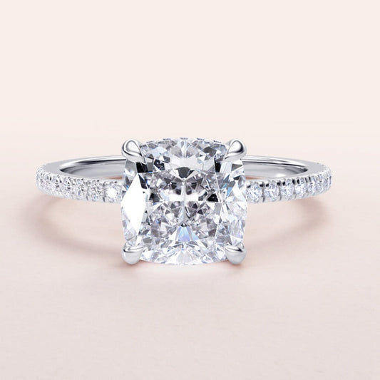 3.2 ct Cushion Cut Sona Simulated Diamond Engagement Ring-Black Diamonds New York