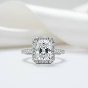 White Gold 6ct Radiant Cut Solitaire Halo Engagement Ring-Black Diamonds New York