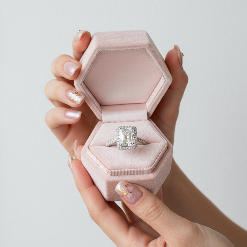 White Gold 6ct Radiant Cut Solitaire Halo Engagement Ring-Black Diamonds New York