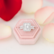 White Gold Emerald Cut Diamond Engagement Ring-Black Diamonds New York