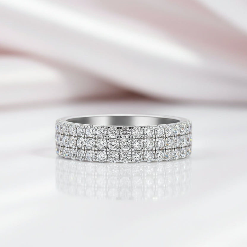 White Gold Pave Diamond Option Ring Band-Black Diamonds New York