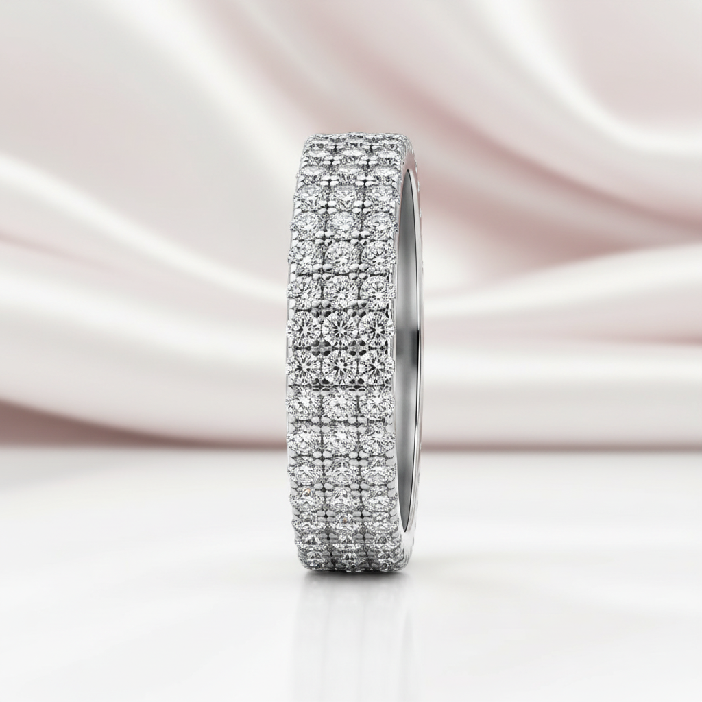 White Gold Pave Diamond Option Ring Band-Black Diamonds New York