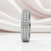 White Gold Pave Diamond Option Ring Band-Black Diamonds New York