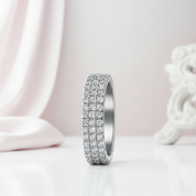 White Gold Pave Diamond Option Ring Band-Black Diamonds New York