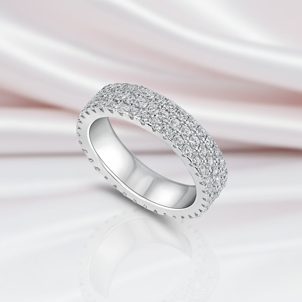 White Gold Pave Diamond Option Ring Band-Black Diamonds New York
