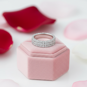 White Gold Pave Diamond Sapphire Ring Band-Black Diamonds New York