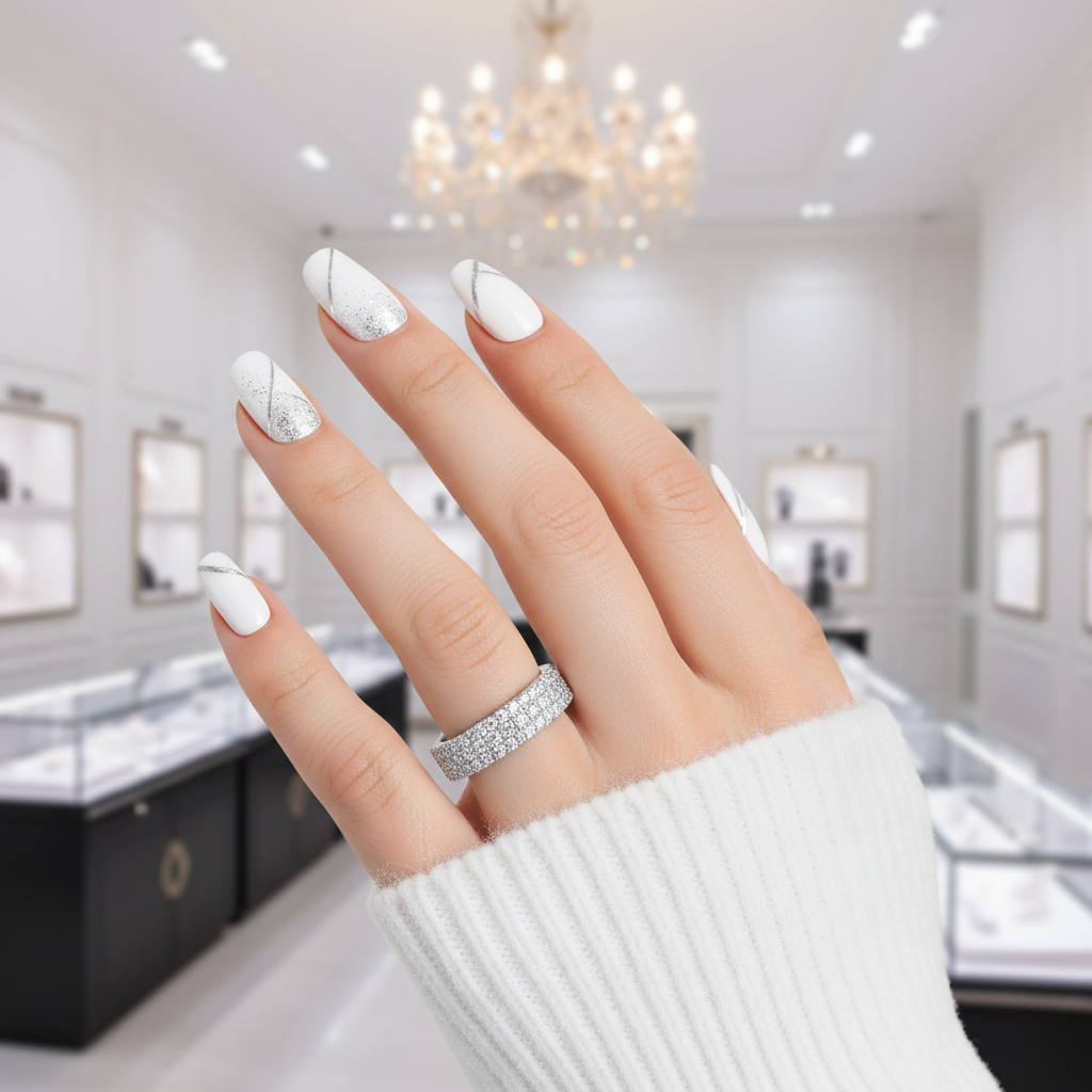 White Gold Pave Diamond Option Ring Band-Black Diamonds New York