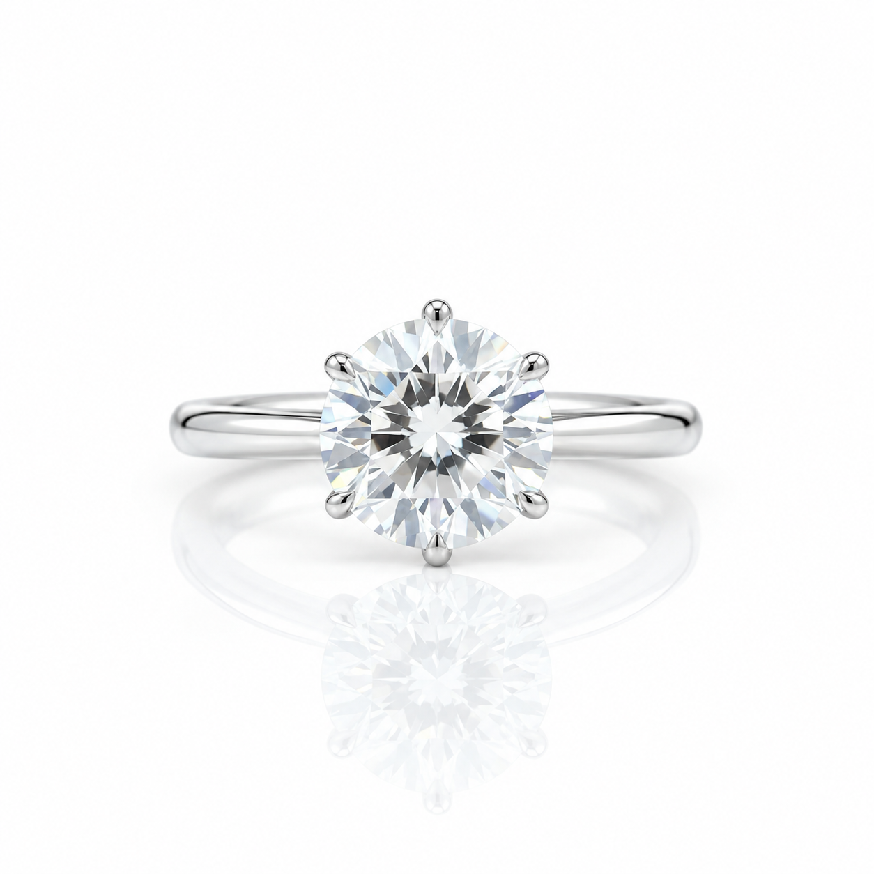 White Gold Round Cut Diamond Option Solitaire Engagement Ring-Black Diamonds New York