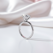 White Gold Round Cut Diamond Solitaire Engagement Ring-Black Diamonds New York