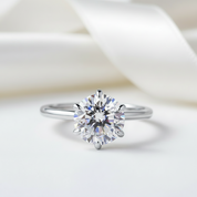 White Gold Round Cut Diamond Solitaire Engagement Ring-Black Diamonds New York