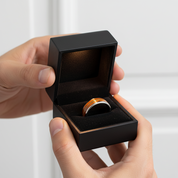 Wood & Guitar String Tungsten Men's Wedding Band-Black Diamonds New York