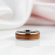 Wood & Guitar String Tungsten Men's Wedding Band-Black Diamonds New York