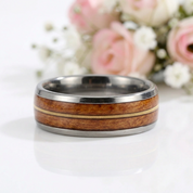Wood & Guitar String Tungsten Men's Wedding Band-Black Diamonds New York