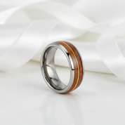 Wood & Guitar String Tungsten Men's Wedding Band-Black Diamonds New York
