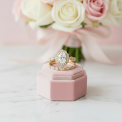 Yellow Gold Art Deco Halo Milgrain Oval Cut Wedding Set-Black Diamonds New York