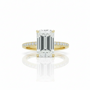 Yellow Gold Emerald Cut Diamond Option Engagement Ring-Black Diamonds New York