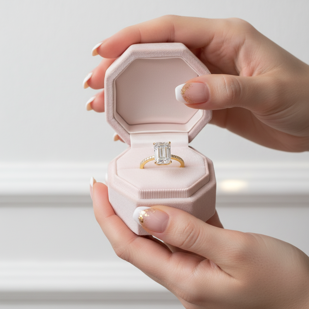 Yellow Gold Emerald Cut Diamond Engagement Ring-Black Diamonds New York