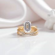 Yellow Gold Emerald Cut Diamond Option Ring Set-Black Diamonds New York