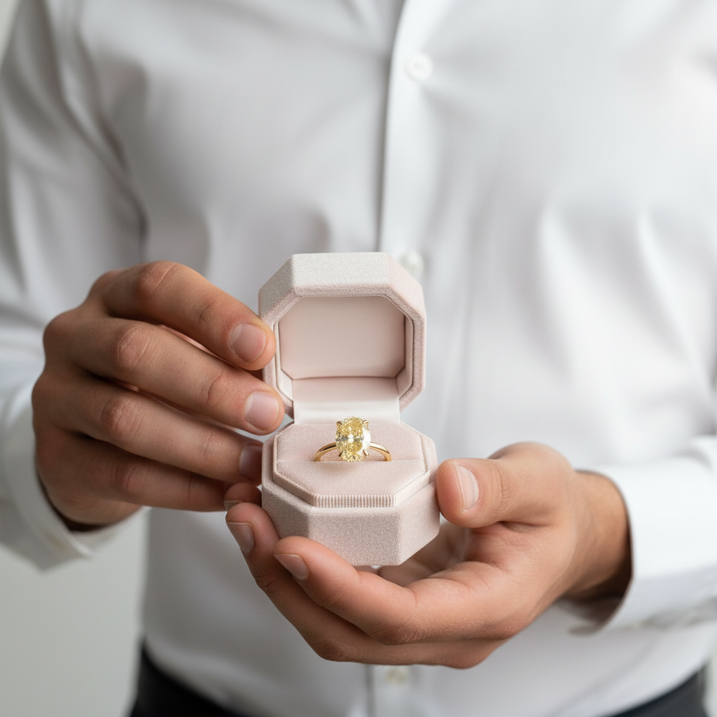 Yellow Gold Oval Cut Diamond Engagement Ring-Black Diamonds New York