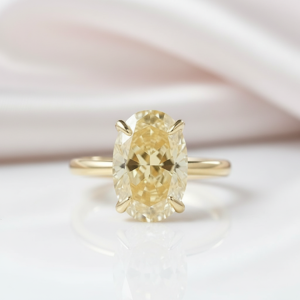 Yellow Gold Oval Cut Diamond Option Engagement Ring-Black Diamonds New York